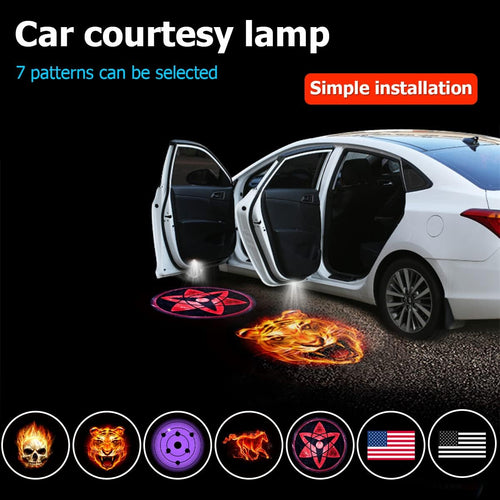 2Pcs Car Door Lights Logo Projector, Wireless LED Car Door Paste Welcome Courtesy Light, Holeless Magnet Sensor Ghost Shadow Welcome Lamp, Naruto Sharingan Light Accessories (Sharingan #1)