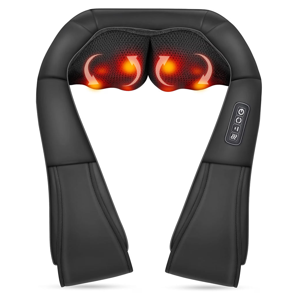 Shiatsu Shoulder Neck Massager with Heating, Deep Tissue 3D Kneading Massager, Use at Home, Car, Office (Black)