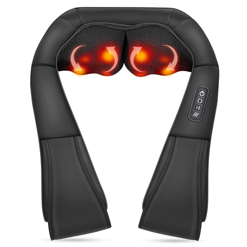 Shiatsu Shoulder Neck Massager with Heating, Deep Tissue 3D Kneading Massager, Use at Home, Car, Office (Black)
