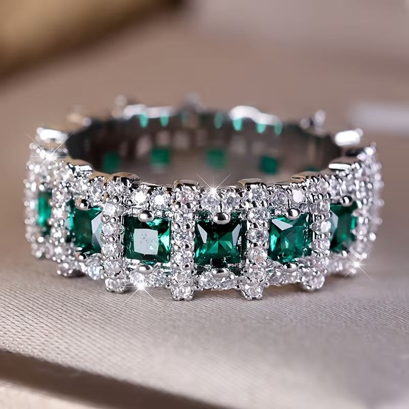 Luxury Full Diamond Geometric Zircon Ring