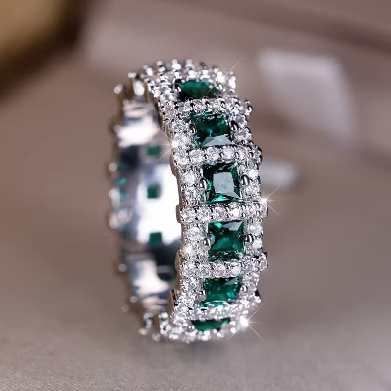 Luxury Full Diamond Geometric Zircon Ring
