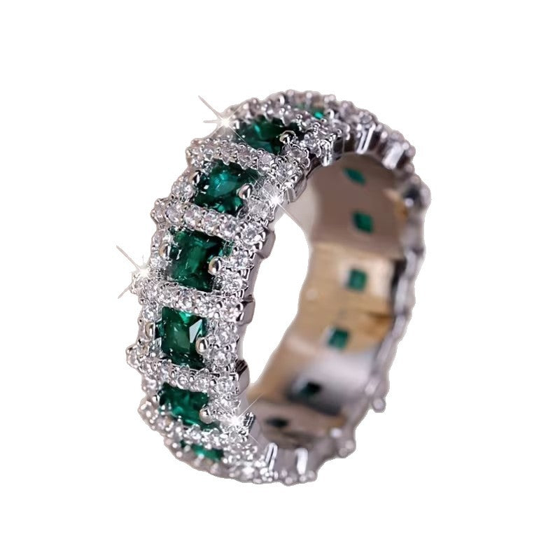 Luxury Full Diamond Geometric Zircon Ring