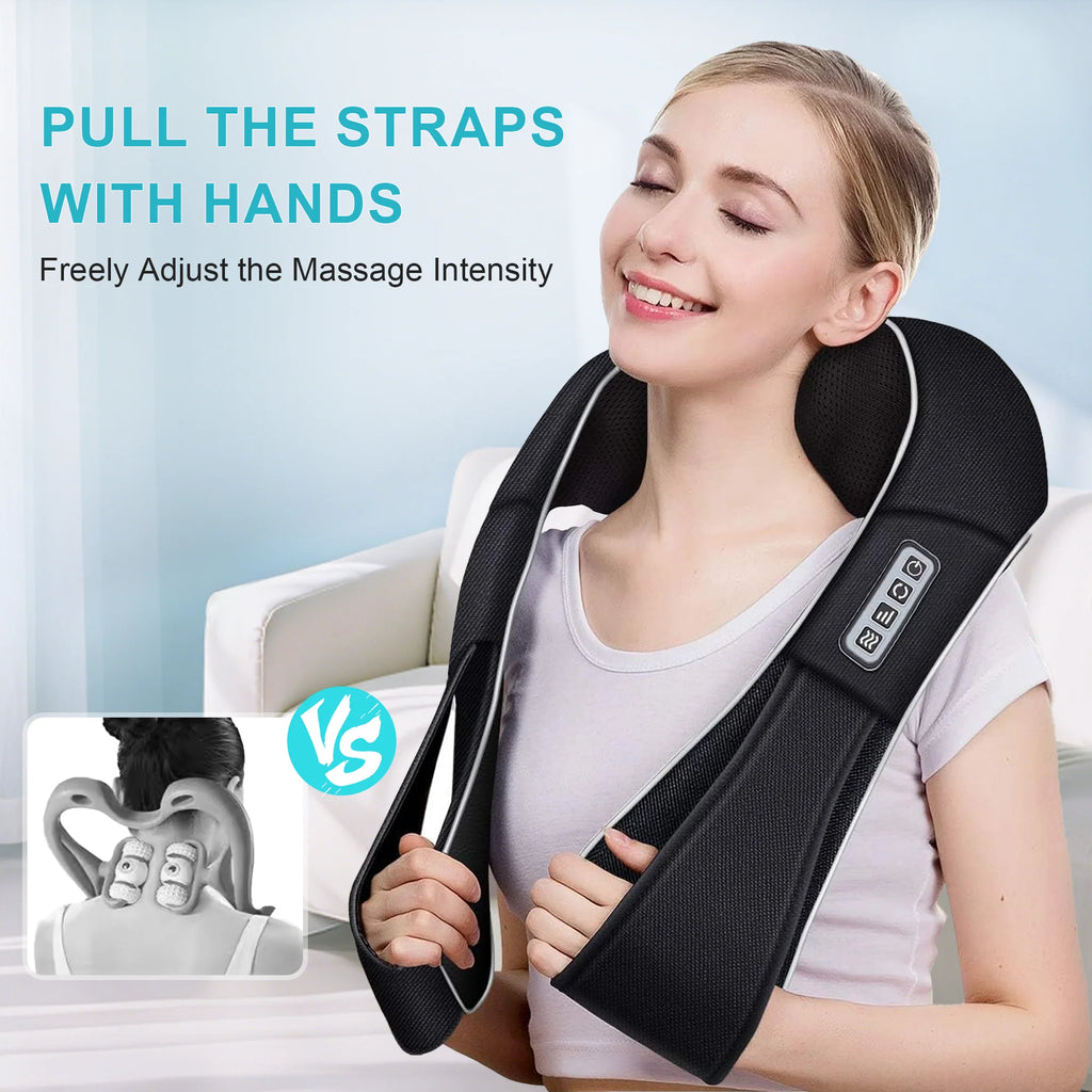 Shiatsu Shoulder Neck Massager with Heating, Deep Tissue 3D Kneading Massager, Use at Home, Car, Office (Black)