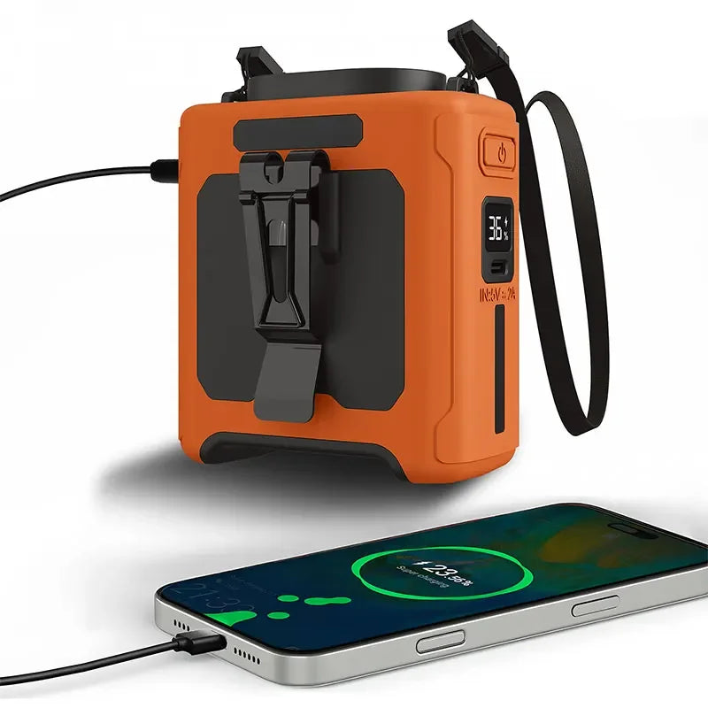 20000Mah Waist Fan Wearable Waist Fan 5-Speed Lightweight 40H Outdoor Hands-Free Cooling Work Site Travel Ooutdoor Long-Distance