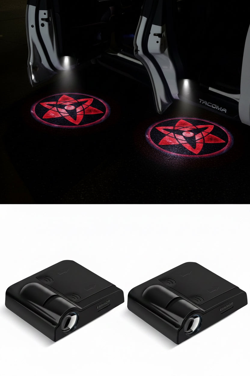 2Pcs Car Door Lights Logo Projector, Wireless LED Car Door Paste Welcome Courtesy Light, Holeless Magnet Sensor Ghost Shadow Welcome Lamp, Naruto Sharingan Light Accessories (Sharingan #1)