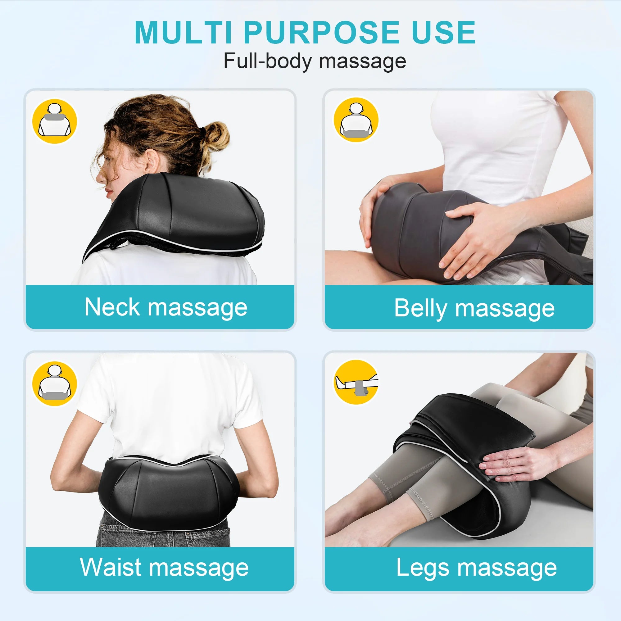 Shiatsu Shoulder Neck Massager with Heating, Deep Tissue 3D Kneading Massager, Use at Home, Car, Office (Black)