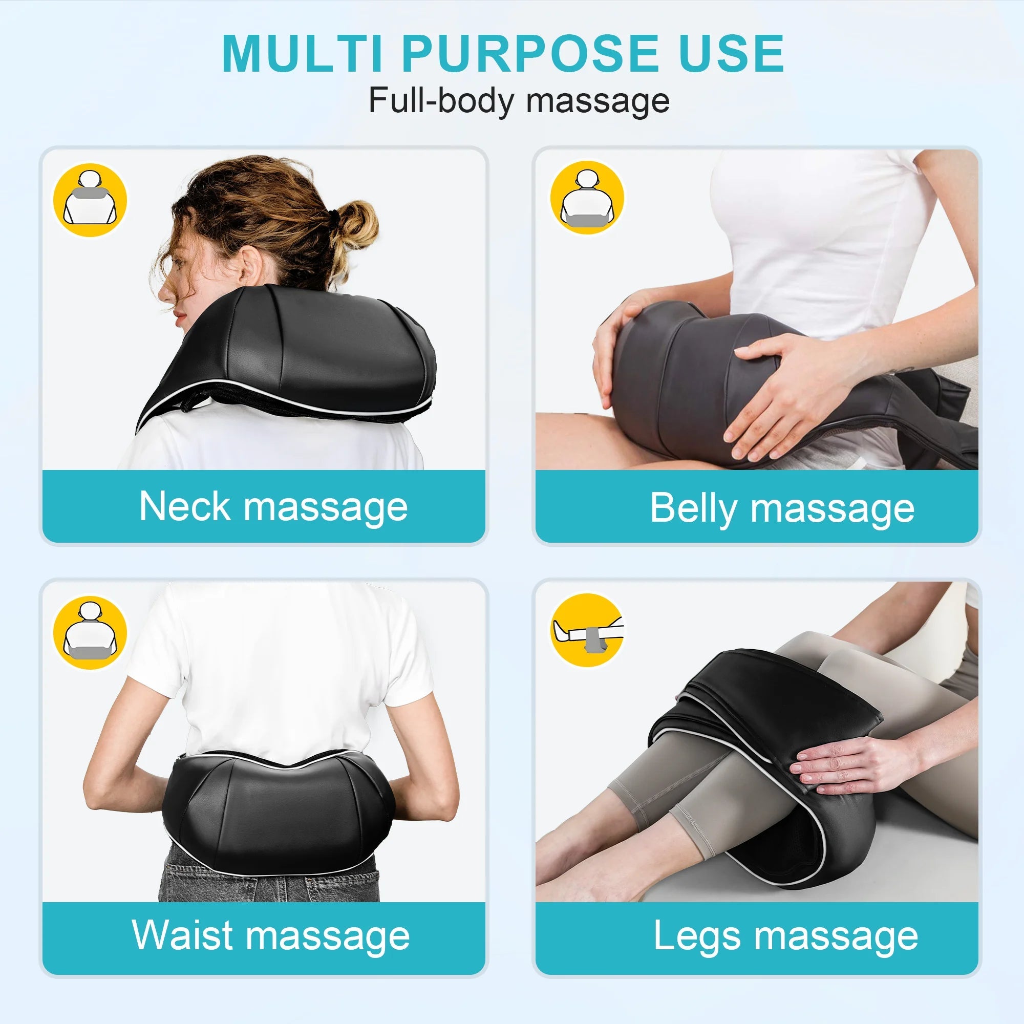 Woman using massager in car passenger seat — Summer Products