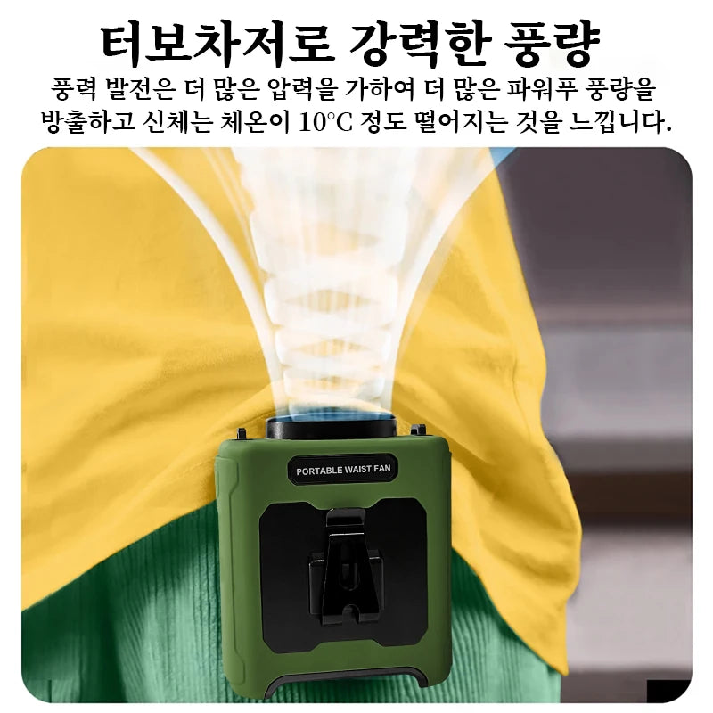 20000Mah Waist Fan Wearable Waist Fan 5-Speed Lightweight 40H Outdoor Hands-Free Cooling Work Site Travel Ooutdoor Long-Distance