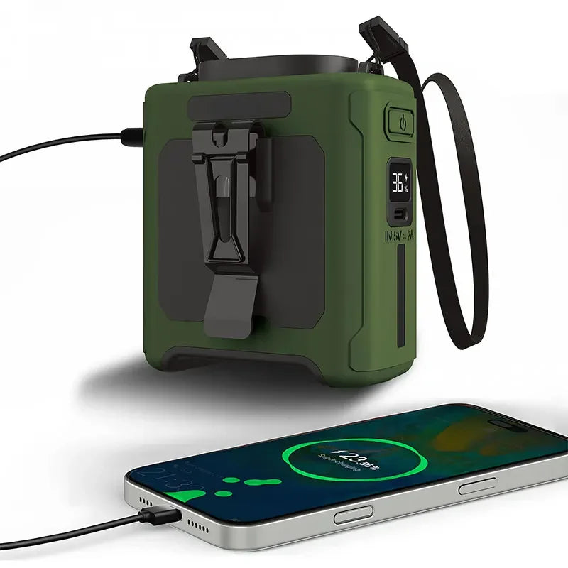 20000Mah Waist Fan Wearable Waist Fan 5-Speed Lightweight 40H Outdoor Hands-Free Cooling Work Site Travel Ooutdoor Long-Distance