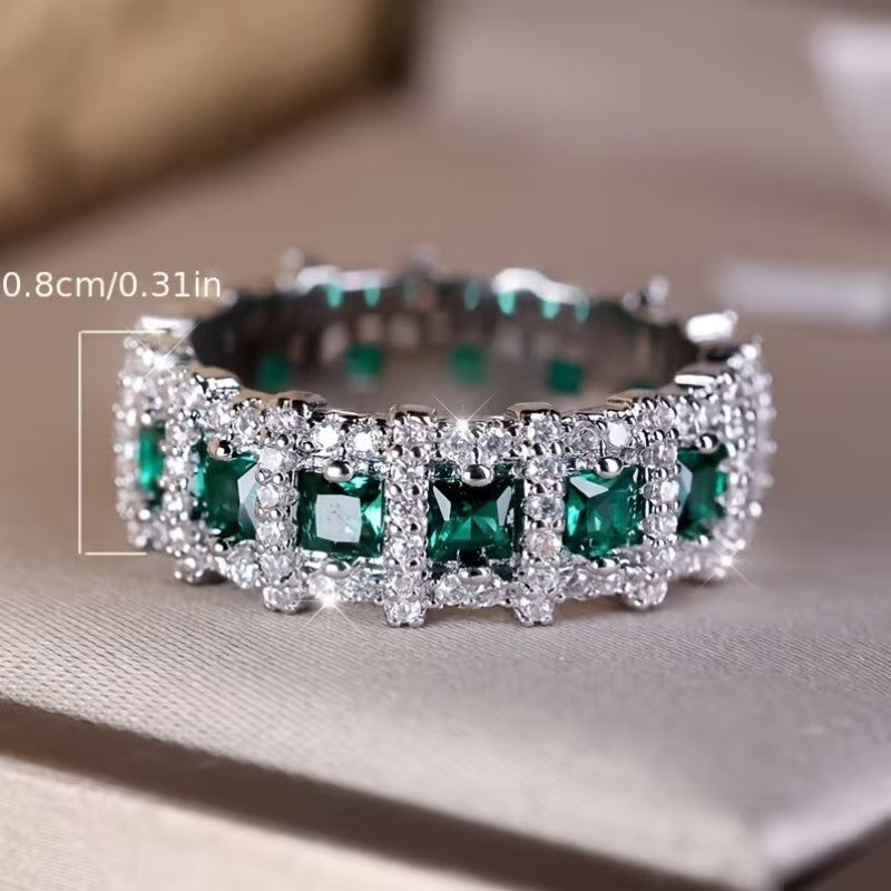 Luxury Full Diamond Geometric Zircon Ring