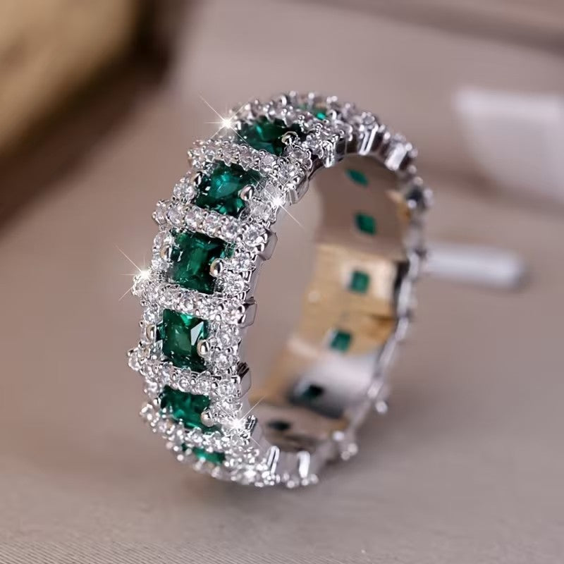 Luxury Full Diamond Geometric Zircon Ring
